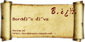 Bordás Éva névjegykártya